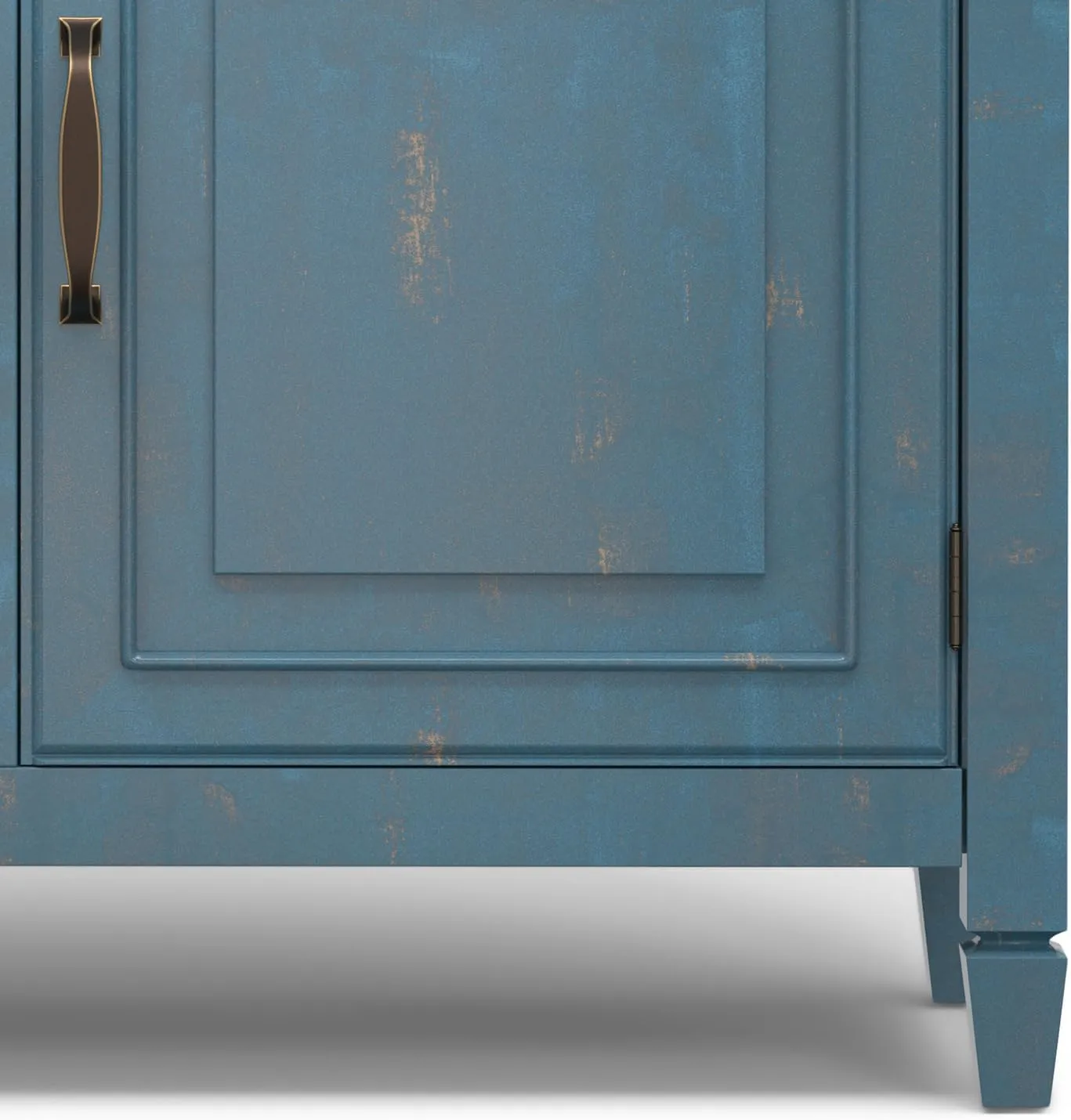 SIMPLIHOME Connaught 40-inch Wide Solid Wood Storage Cabinet in Distressed Coastal Blue for Entryway, Living Room or Bedroom, Organizer for Hats, Gloves, Shoes, Keys, Slim Design, Traditional Style