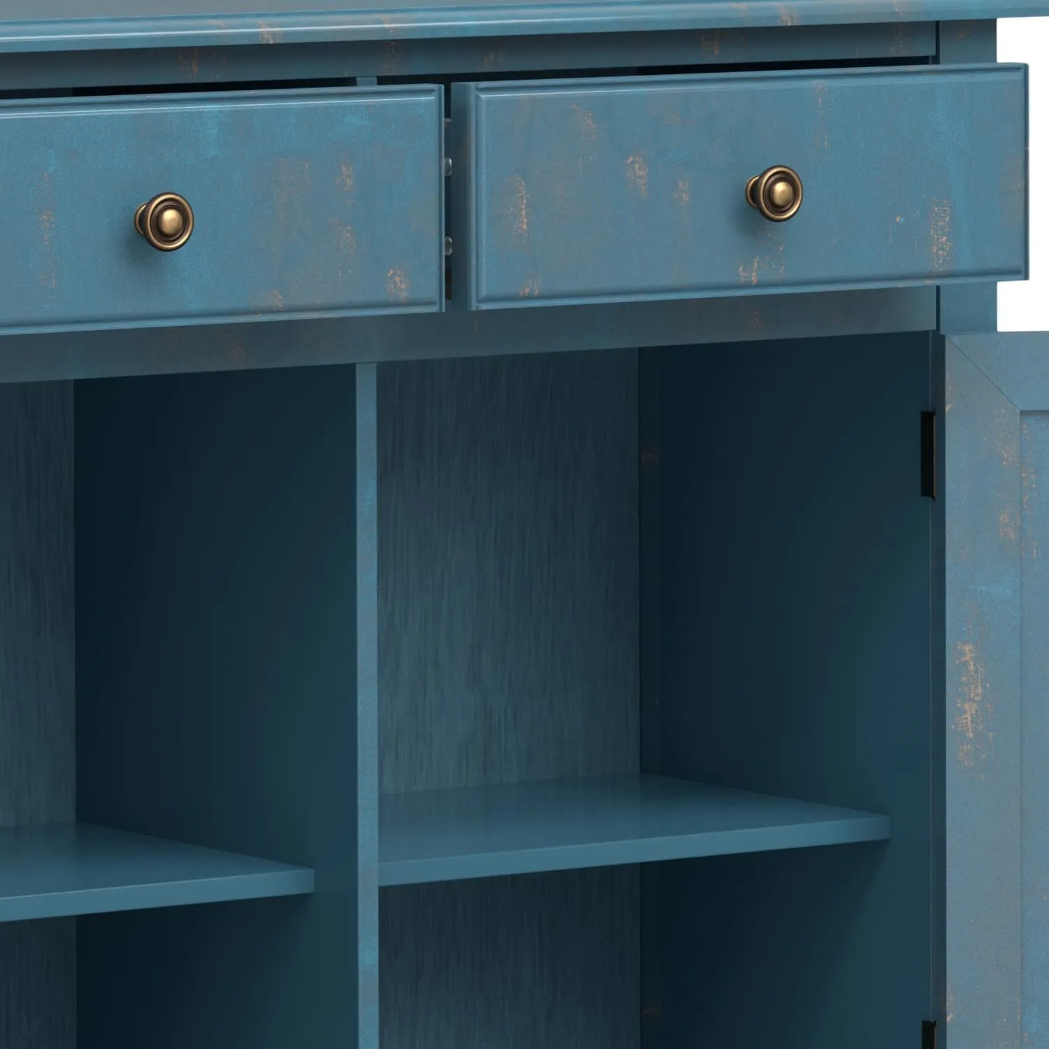 SIMPLIHOME Connaught 40-inch Wide Solid Wood Storage Cabinet in Distressed Coastal Blue for Entryway, Living Room or Bedroom, Organizer for Hats, Gloves, Shoes, Keys, Slim Design, Traditional Style
