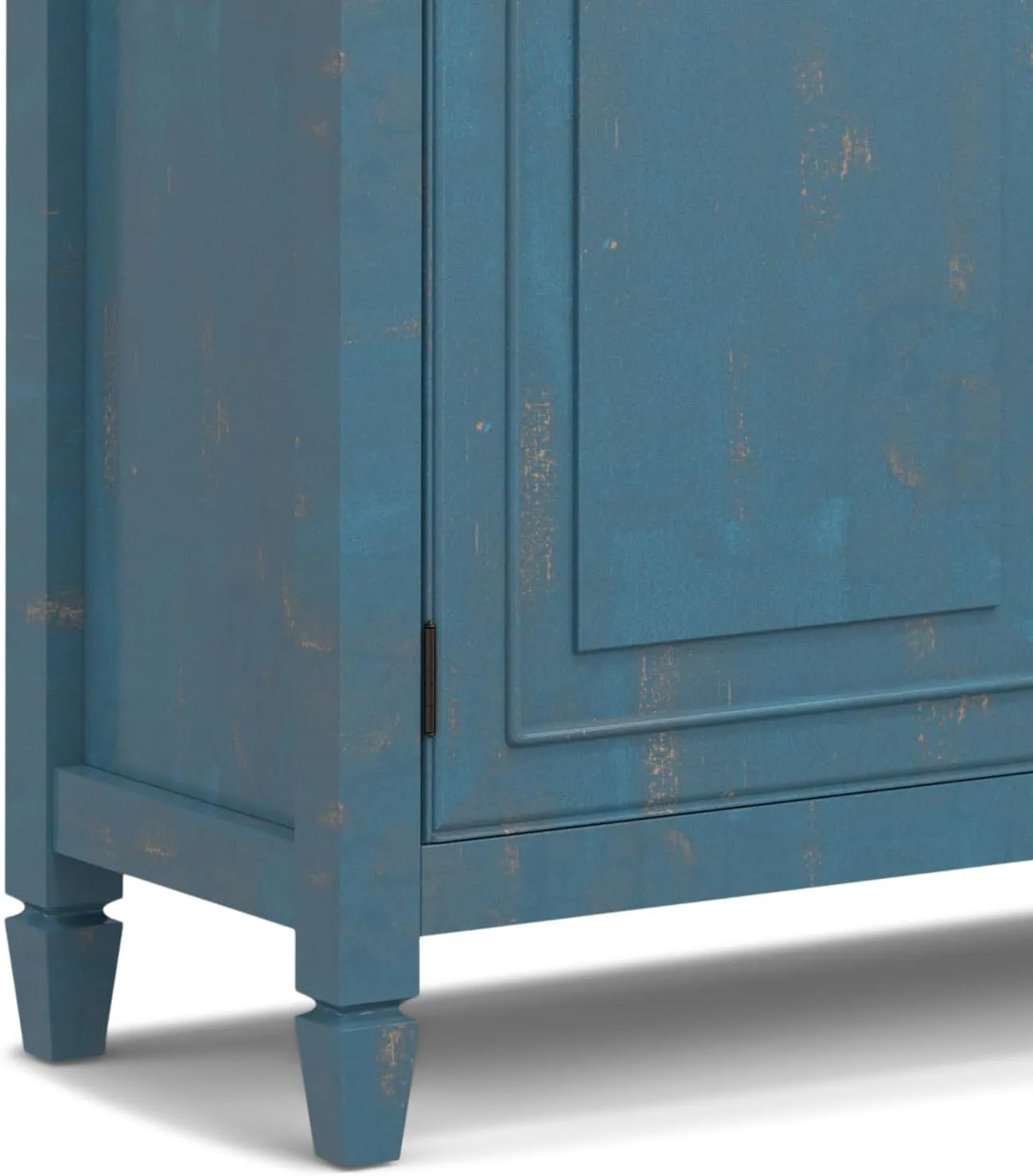 SIMPLIHOME Connaught 40-inch Wide Solid Wood Storage Cabinet in Distressed Coastal Blue for Entryway, Living Room or Bedroom, Organizer for Hats, Gloves, Shoes, Keys, Slim Design, Traditional Style