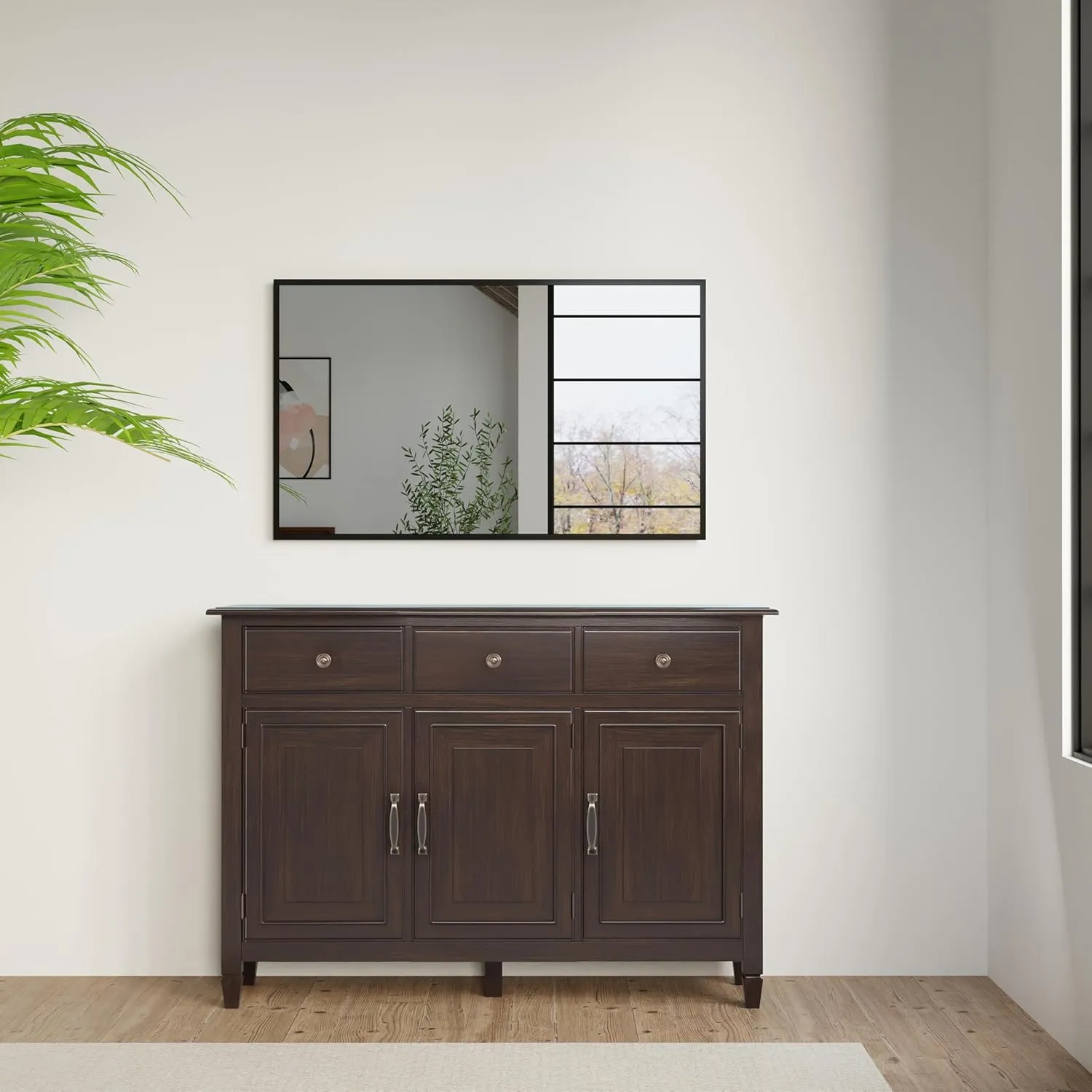 SIMPLIHOME Connaught 51-inch Wide Solid Wood Storage Cabinet in Chestnut Brown for The Entryway, Mudroom or Bedroom, 3 Drawers and Adjustable Shelves, Traditional Style, Space-Saving Design