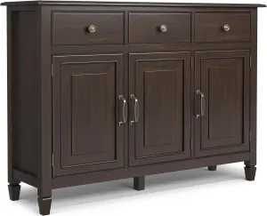 SIMPLIHOME Connaught 51-inch Wide Solid Wood Storage Cabinet in Chestnut Brown for The Entryway, Mudroom or Bedroom, 3 Drawers and Adjustable Shelves, Traditional Style, Space-Saving Design