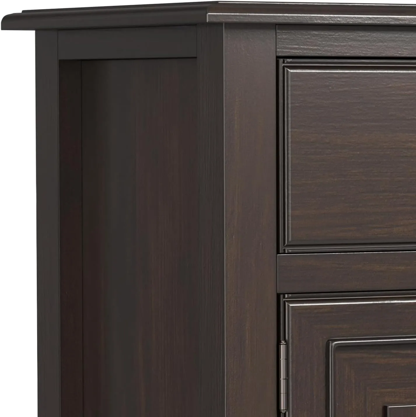 SIMPLIHOME Connaught 51-inch Wide Solid Wood Storage Cabinet in Chestnut Brown for The Entryway, Mudroom or Bedroom, 3 Drawers and Adjustable Shelves, Traditional Style, Space-Saving Design