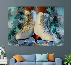 Skates Canvas Print, Figure Skating Wall Art, Skating Canvas Print, Skating Painting, Skater Gift