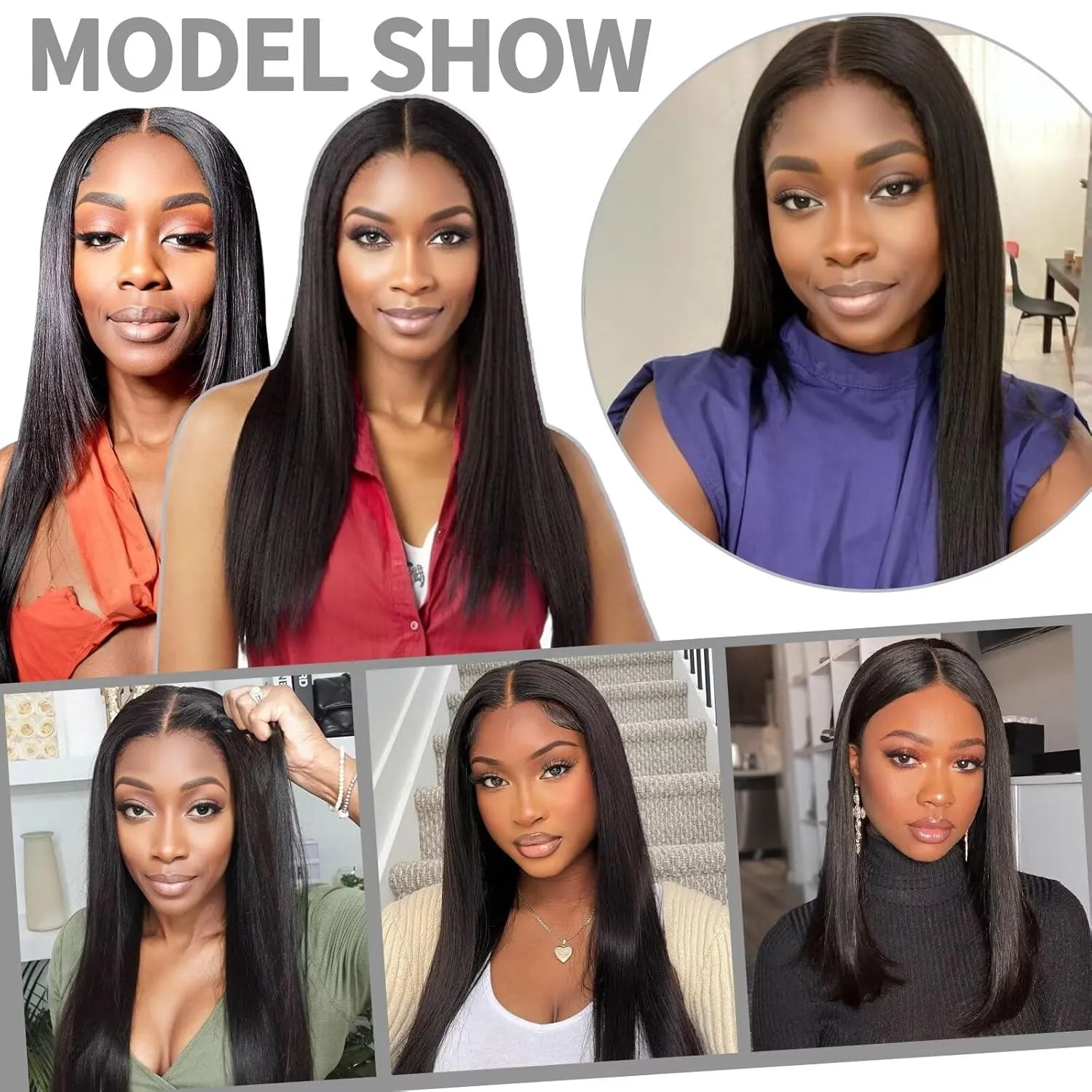 SKINLIKE Real HD 2x6 Lace Closure Depth Split Medium Distribution 0.11mm Ultra-thin Lace Close 2x6 Wigs Piece Hairline 100% Human Hair Long Straight Hair Transparent lace Natural Black Color 20 inch