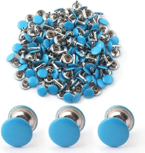 Sky Blue Leather Rivets-9mm Double Cap Rivet Rivets Kit for Leather Craft 60 Sets Rivets Leather Decoration Rivet Studs for Purse Bags Handbags