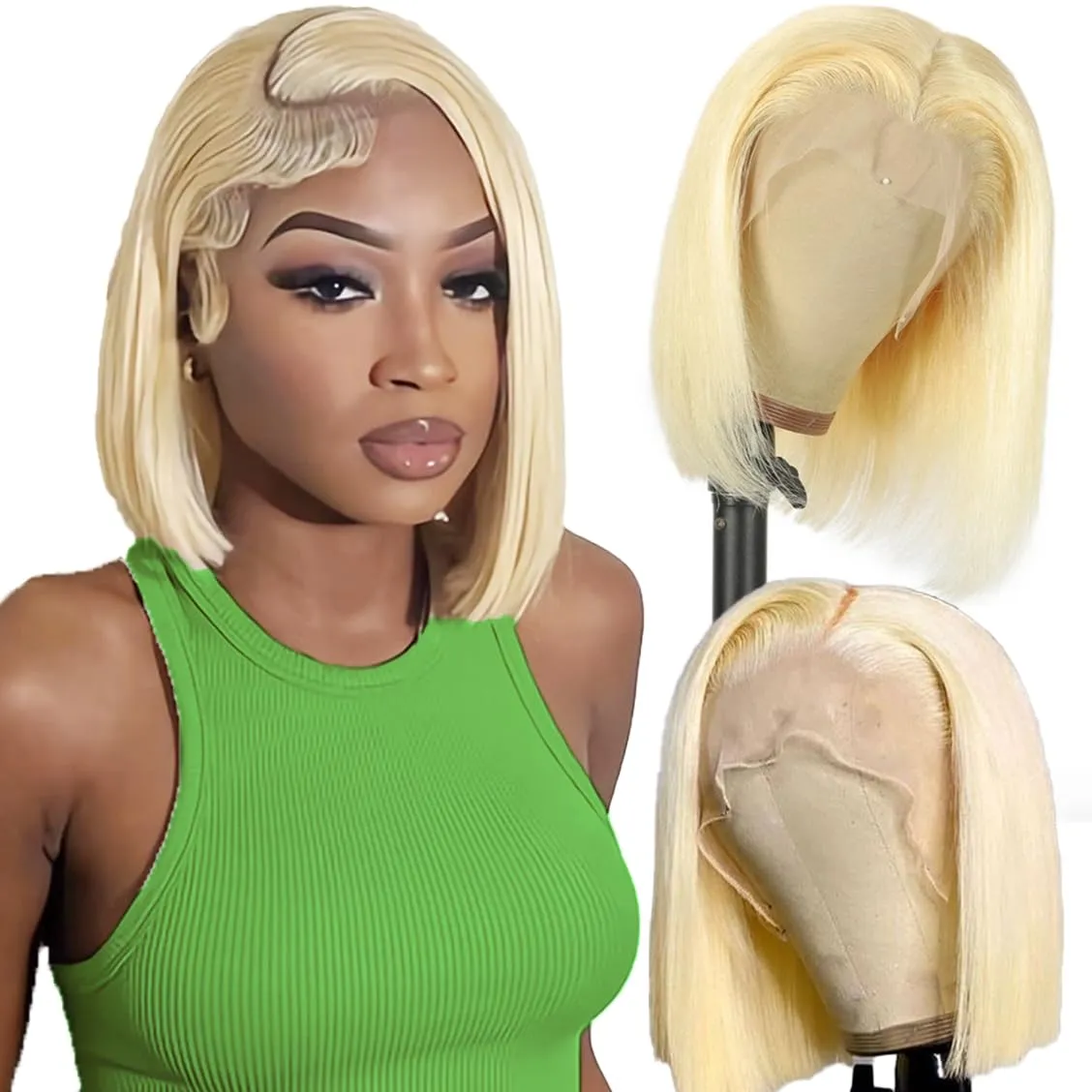 SKYDO 613 Blonde Bob Wig Human Hair 13x4 HD Bob Lace Front Wigs Human Hair Pre Plucked 180 Density Blonde Wig Human Hair Short Bob Wigs for Women 10 Inch