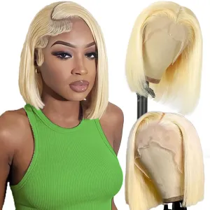 SKYDO 613 Blonde Bob Wig Human Hair 13x4 HD Bob Lace Front Wigs Human Hair Pre Plucked 180 Density Blonde Wig Human Hair Short Bob Wigs for Women 10 Inch