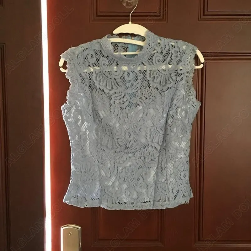Sleeveless Lace Bowknot Irregular Mini Skirt Two Piece Dress Suit