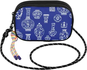 Small Crossbody Bags Chinoiserie Beautiful Blue Vases Small Lightweight Cell Phone Purse