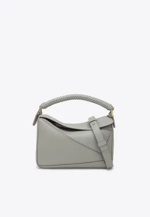 Small Puzzle Leather Top Handle Bag