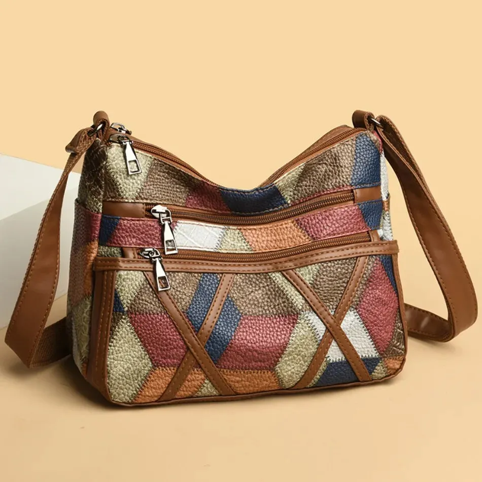 Soft Leather Purses and Handbags Casual Shoulder Crossbody Bags for Women 2024 Vintage Multi-pocket Ladies Messenger Bags Design