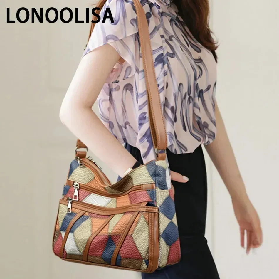 Soft Leather Purses and Handbags Casual Shoulder Crossbody Bags for Women 2024 Vintage Multi-pocket Ladies Messenger Bags Design
