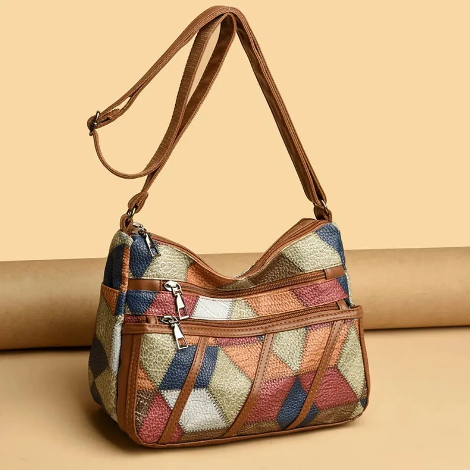 Soft Leather Purses and Handbags Casual Shoulder Crossbody Bags for Women 2024 Vintage Multi-pocket Ladies Messenger Bags Design