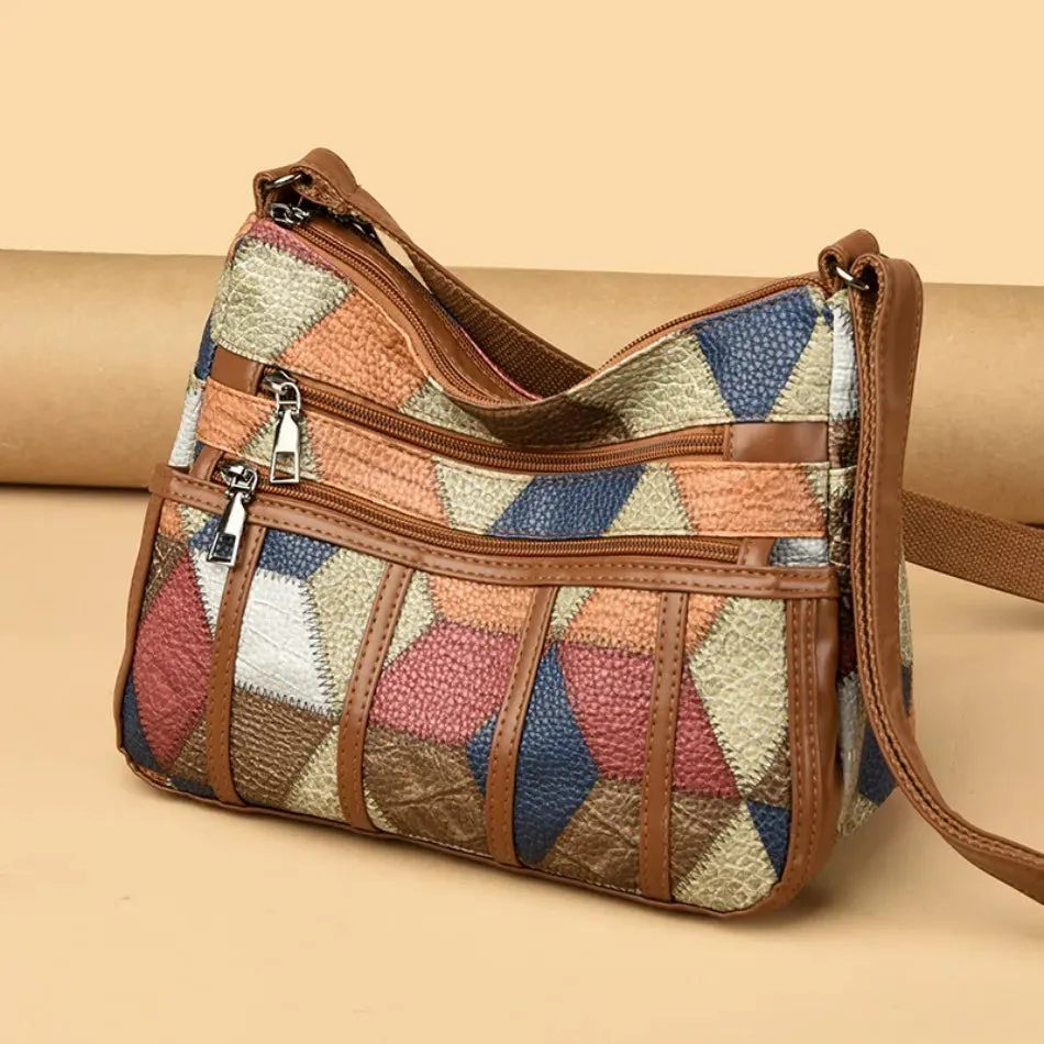 Soft Leather Purses and Handbags Casual Shoulder Crossbody Bags for Women 2024 Vintage Multi-pocket Ladies Messenger Bags Design
