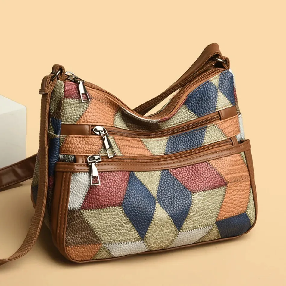 Soft Leather Purses and Handbags Casual Shoulder Crossbody Bags for Women 2024 Vintage Multi-pocket Ladies Messenger Bags Design