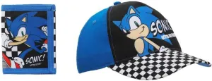 Sonic The Hedgehog Character & Checkered Patterns 2-Piece Curved Snapback Hat & Bi-Fold Wallet Set