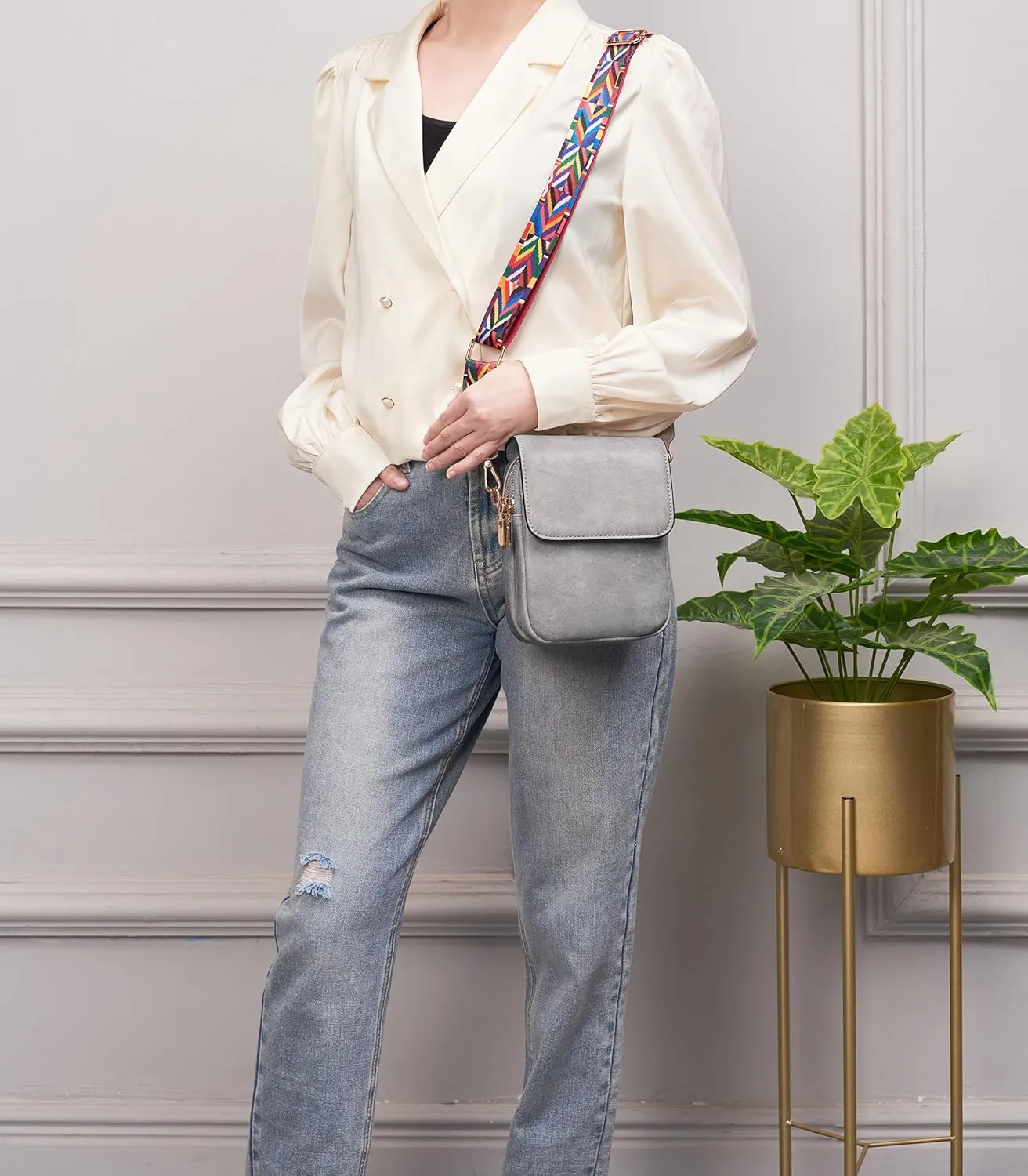 Soperwillton Crossbody Bags for Women Vegan Leather Purse Small Shoulder Handbags with Wide Adjustable Strap