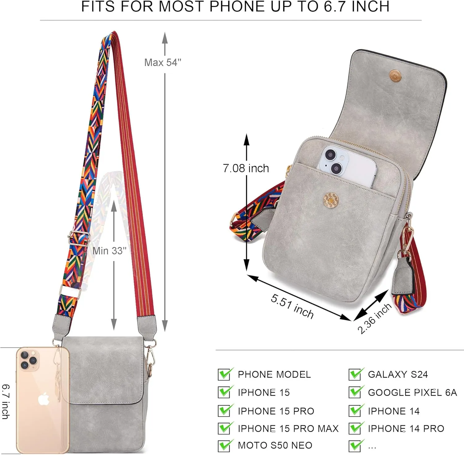 Soperwillton Crossbody Bags for Women Vegan Leather Purse Small Shoulder Handbags with Wide Adjustable Strap