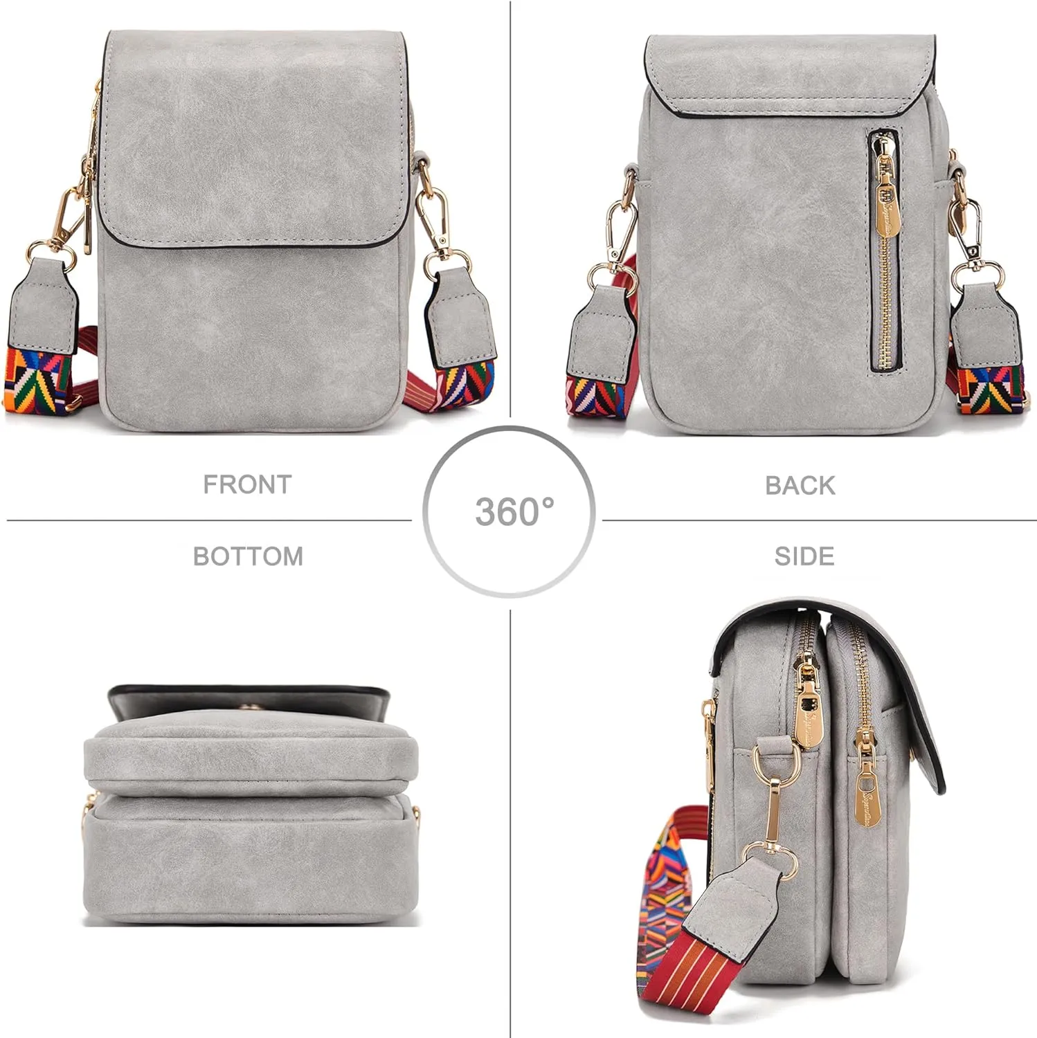 Soperwillton Crossbody Bags for Women Vegan Leather Purse Small Shoulder Handbags with Wide Adjustable Strap