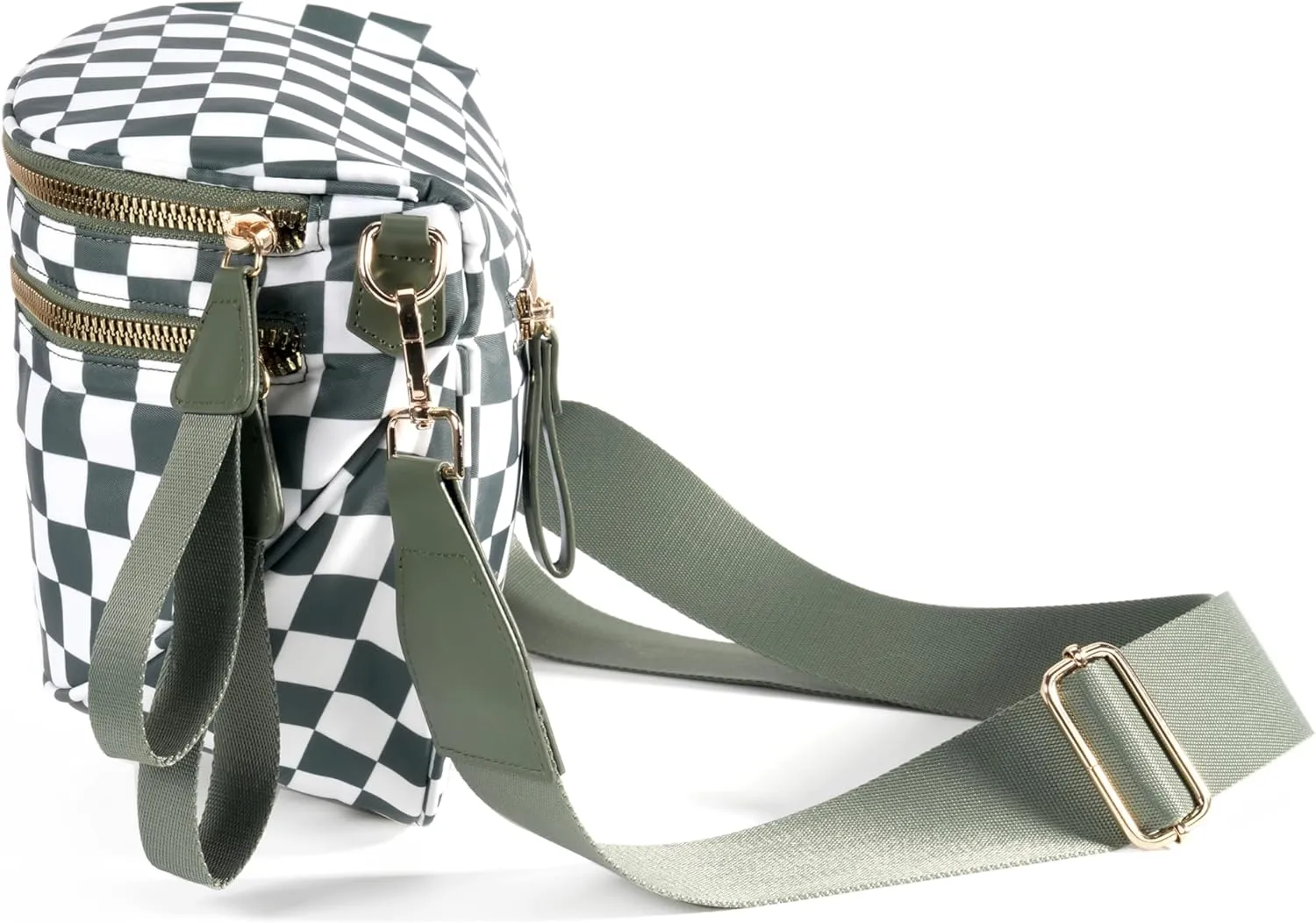 Spacious Checkered Nylon Crossbody Bag Bum Bag Checkered Handbags Wallets for Women
