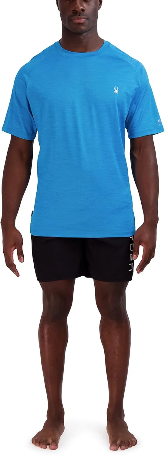 Spyder Men's Short Sleeve Rashguard – UPF , Quick-Dry, Swim Shirt, Surfing, Hiking, Workout