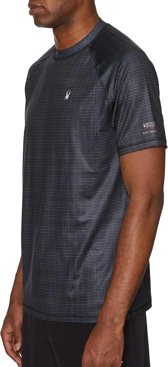 Spyder Men's Short Sleeve Rashguard – UPF , Quick-Dry, Swim Shirt, Surfing, Hiking, Workout