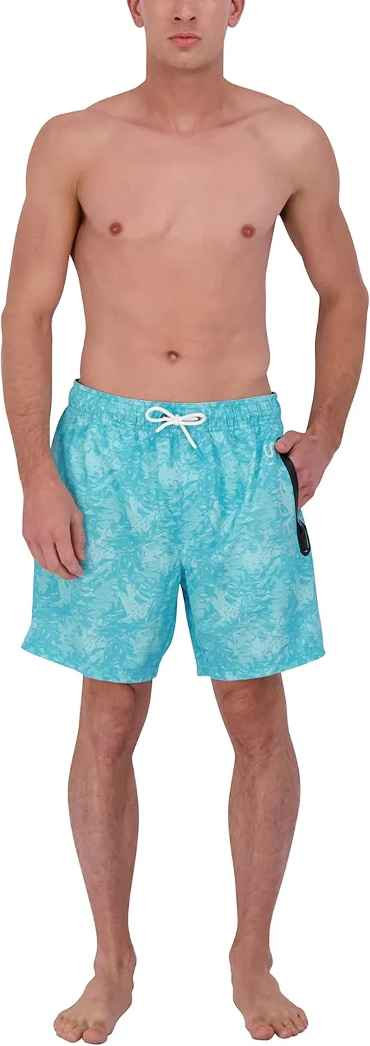 Spyder Men's Swim Trunks, Stretch, Quick-Dry, 7-inch Board Shorts, UPF 50 , Brief Liner