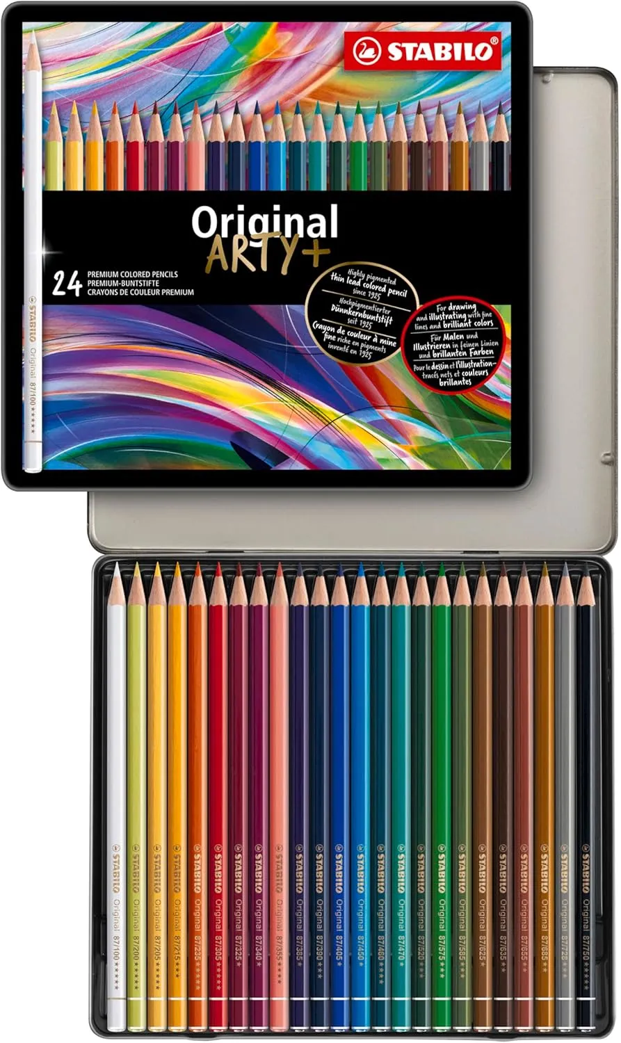 STABILO Premium Colouring Pencil - Original Metal Box of 24 assorted colours