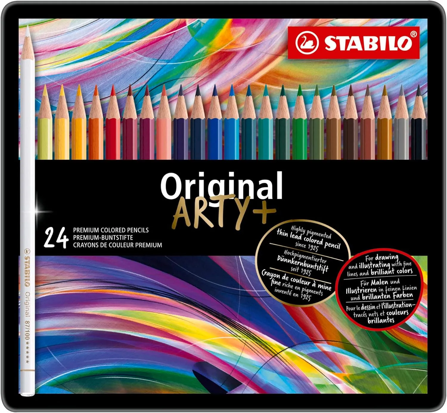 STABILO Premium Colouring Pencil - Original Metal Box of 24 assorted colours