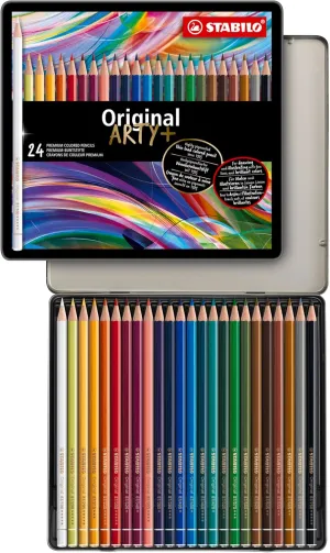 STABILO Premium Colouring Pencil - Original Metal Box of 24 assorted colours