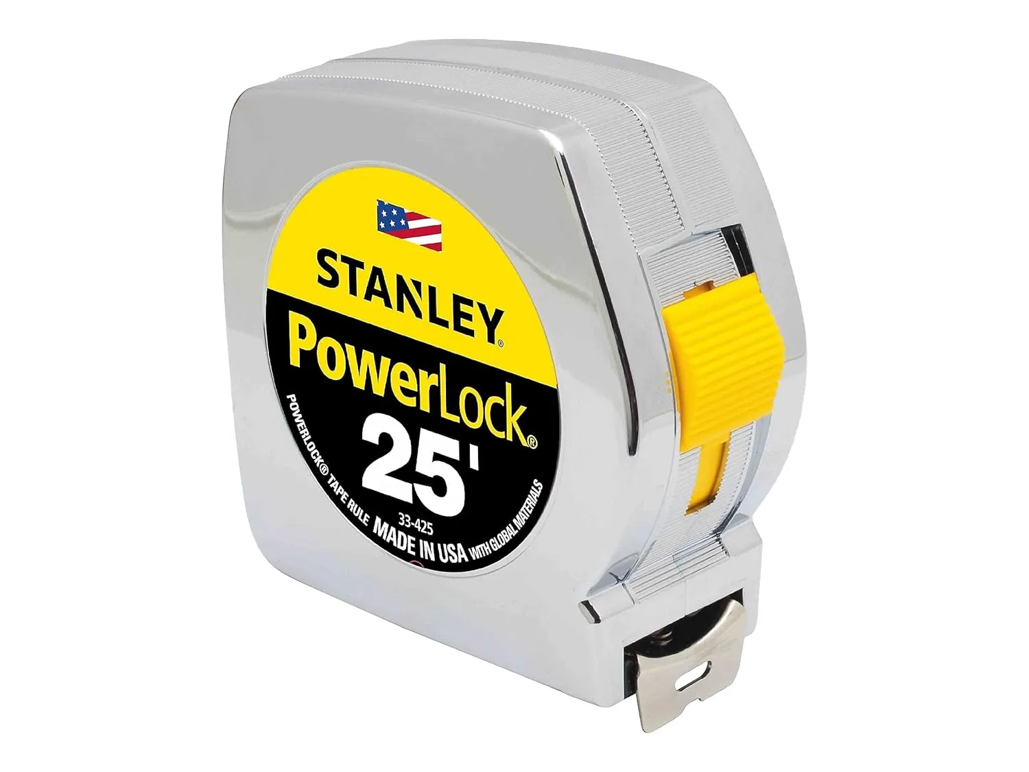 Stanley 33425 Powerlock II Power Return Rule, 1-Inch x 25ft, Chrome/Yellow