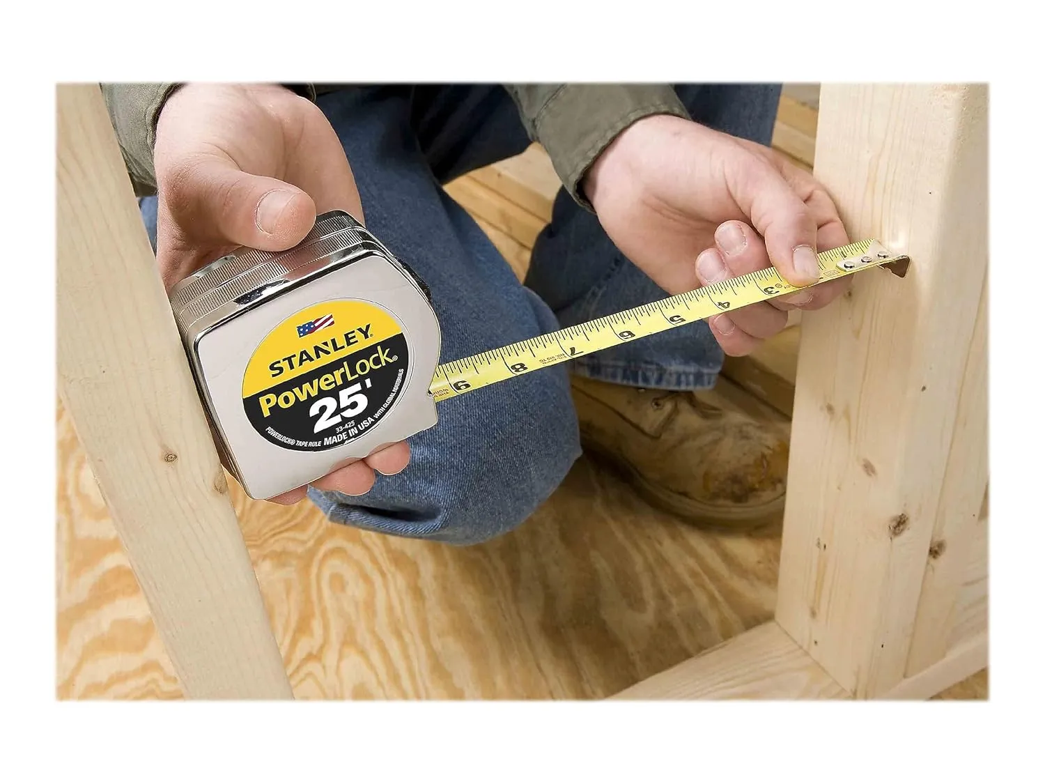 Stanley 33425 Powerlock II Power Return Rule, 1-Inch x 25ft, Chrome/Yellow