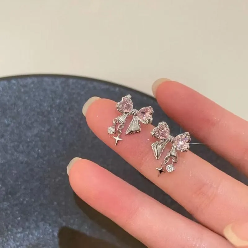 Star Crystal Butterfly Bowknot Earrings