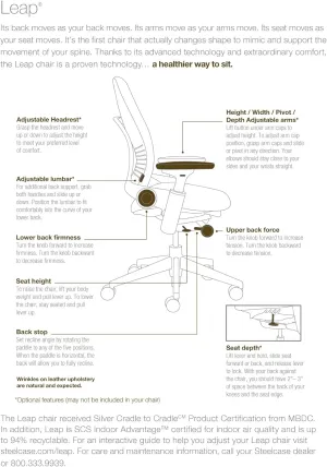 Steelcase Leap Mahogany Leather Chair