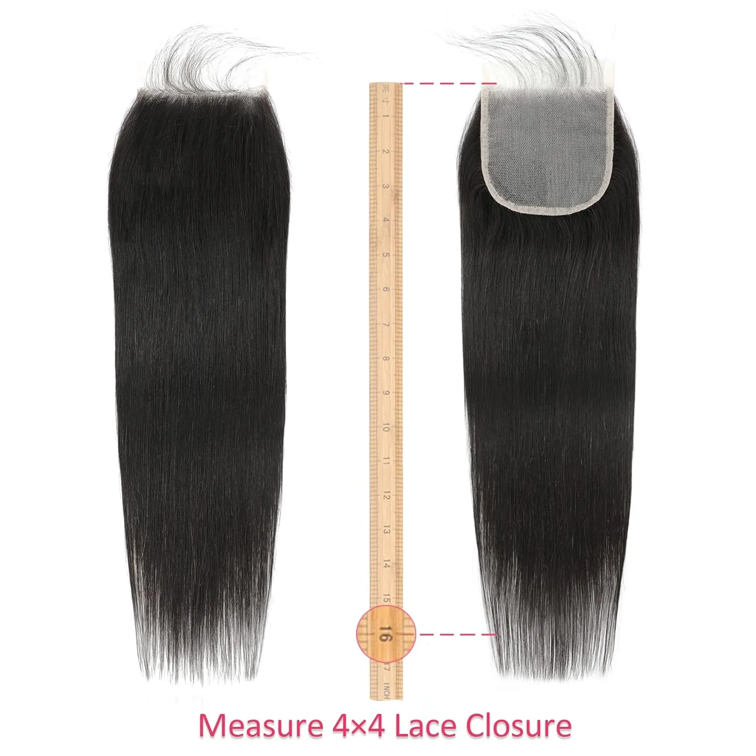 Straight 4x4 HD Lace Closure Human Hair,12A Transparent Lace Closure 100% Remy Human Hair Free Part Hand Tied Swiss Lace Closures Pre Plucked with Baby Hair Front Only Natural Black(10 Inch)