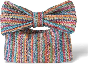 Straw Clutch Purse with Big Bow Handle Bag Summer Straw Handbag Beach Tote Woven Evening Bag for Parties, Wedding,Travel