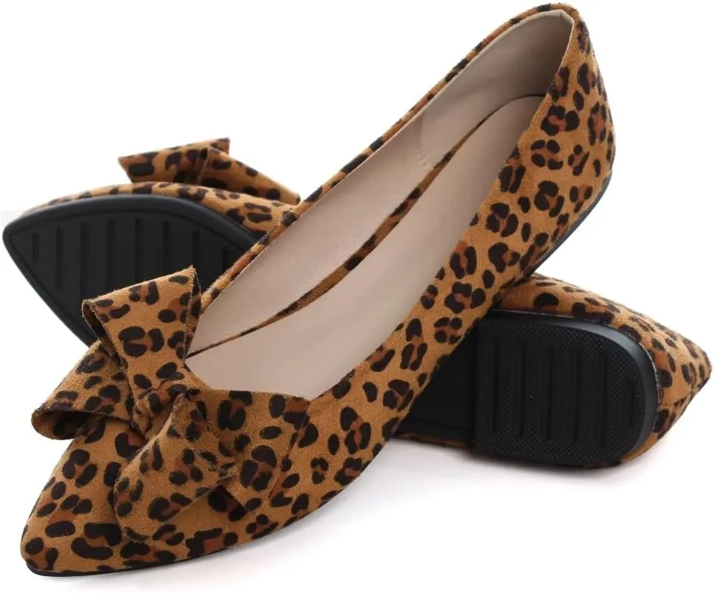 Stunner Womens Flats Fashion Pointed Toe Bowknot Ballet Flats Cute Slip On Dress Flats Comfortable Party Wedding Flats