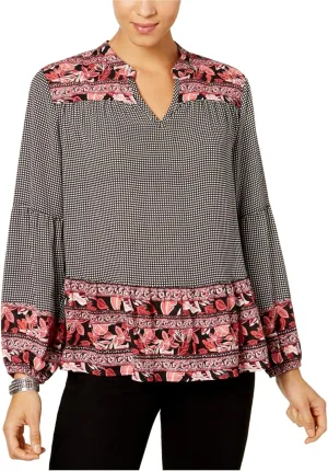 Style Co Mixed-Print Top Daytrip Gingham XL
