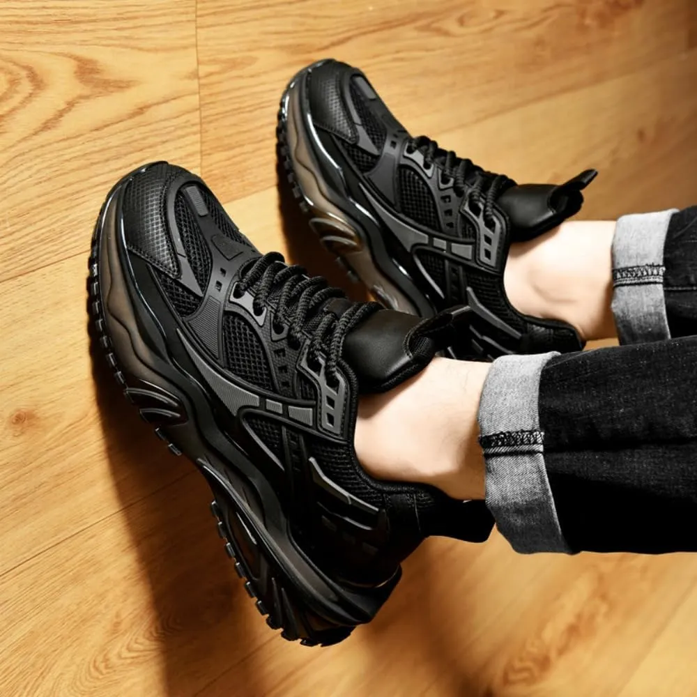 Stylish Black Mesh Athletic Sneakers for Men
