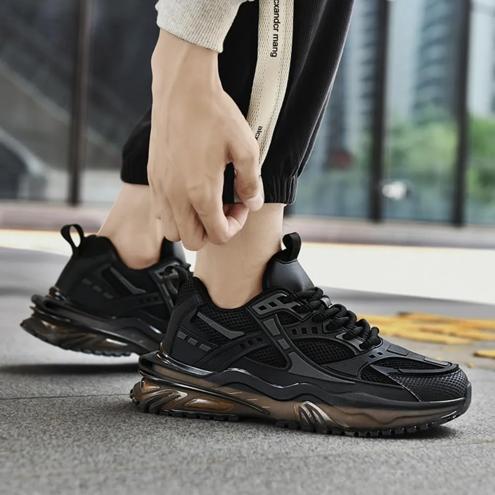 Stylish Black Mesh Athletic Sneakers for Men