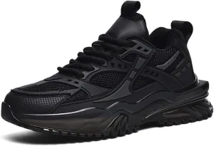 Stylish Black Mesh Athletic Sneakers for Men