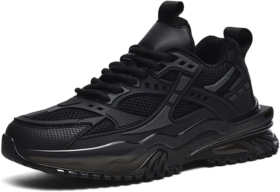 Stylish Black Mesh Athletic Sneakers for Men
