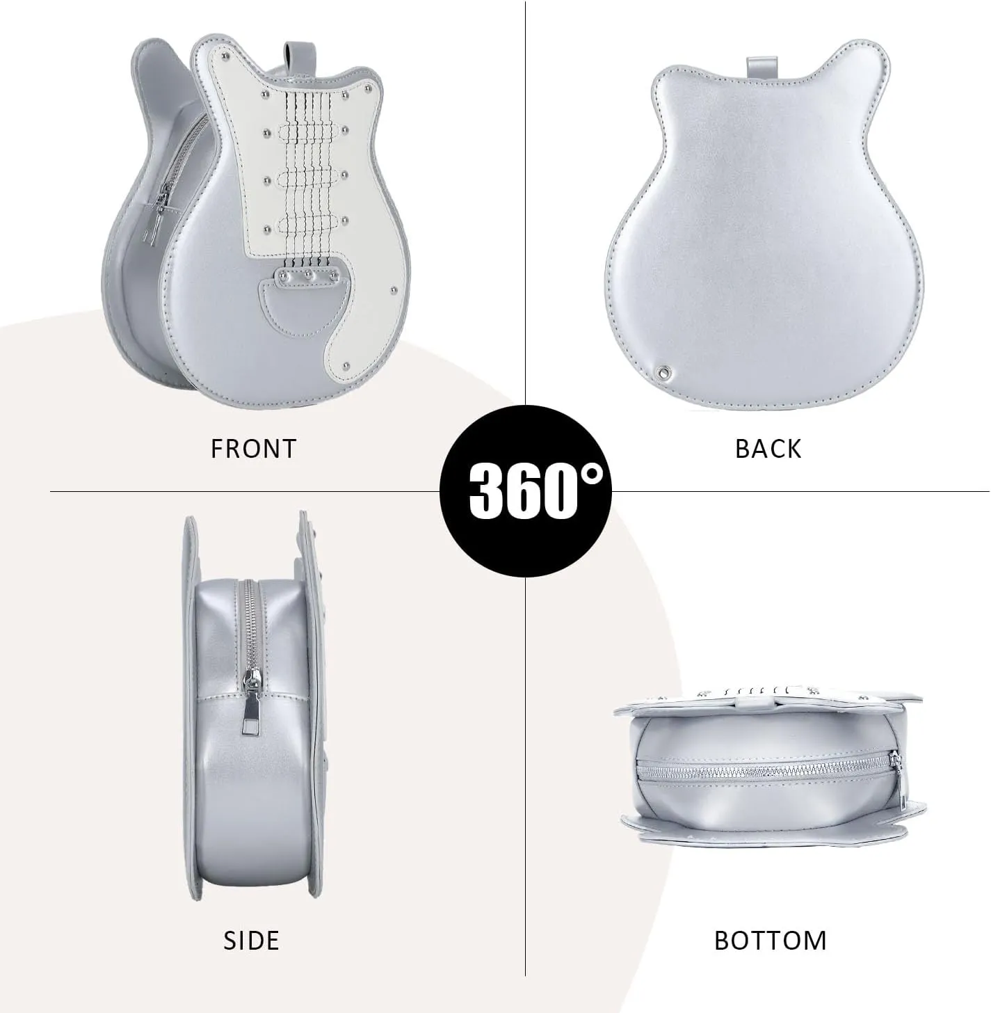 SUKUTU Guitar Shaped Shoulder Bag for Women Rivet Creative Crossbody Handbag Music Crossbody Tote