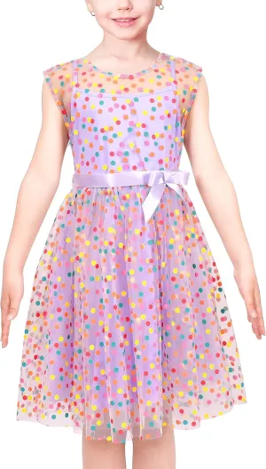 Sunny Fashion Girls Dress Caramel Star Lace Short Sleeve Pleated Collar Dress