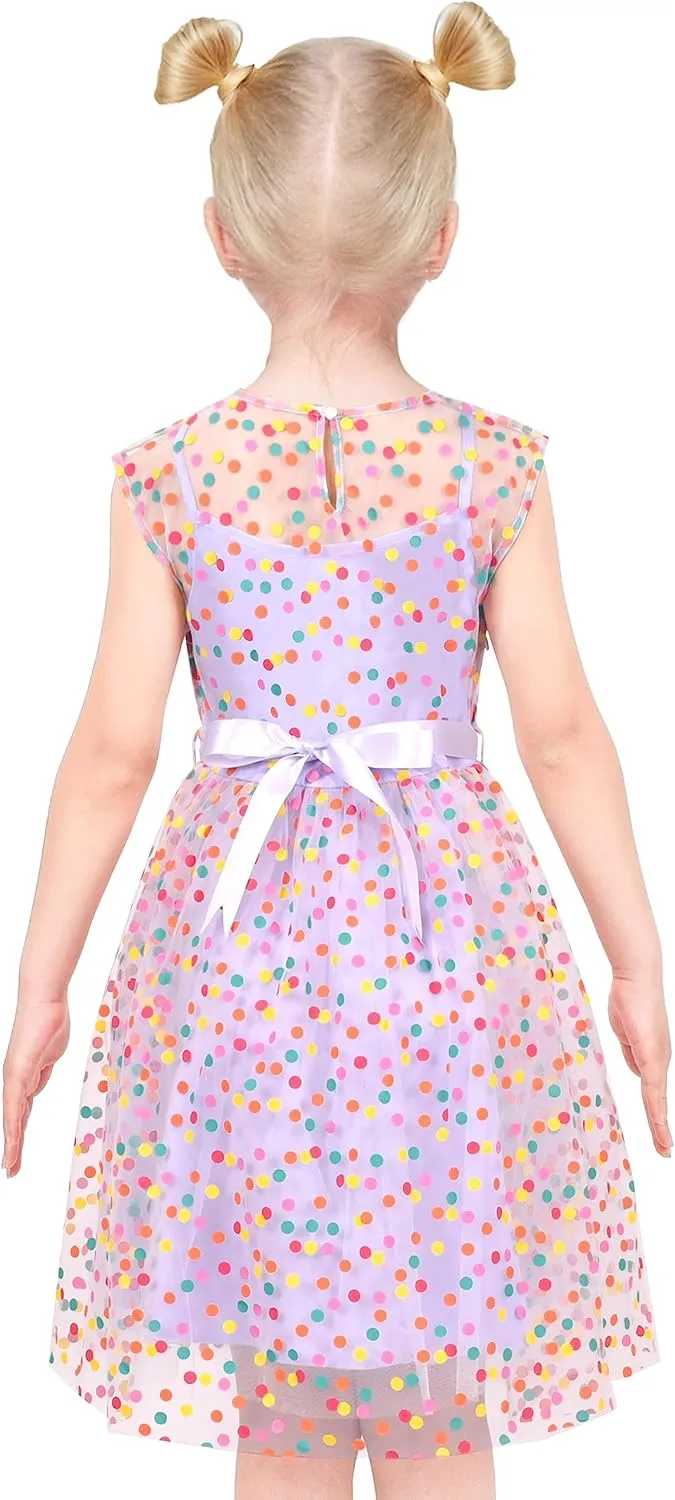 Sunny Fashion Girls Dress Caramel Star Lace Short Sleeve Pleated Collar Dress