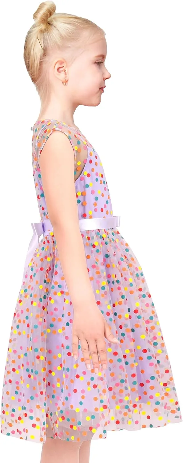 Sunny Fashion Girls Dress Caramel Star Lace Short Sleeve Pleated Collar Dress