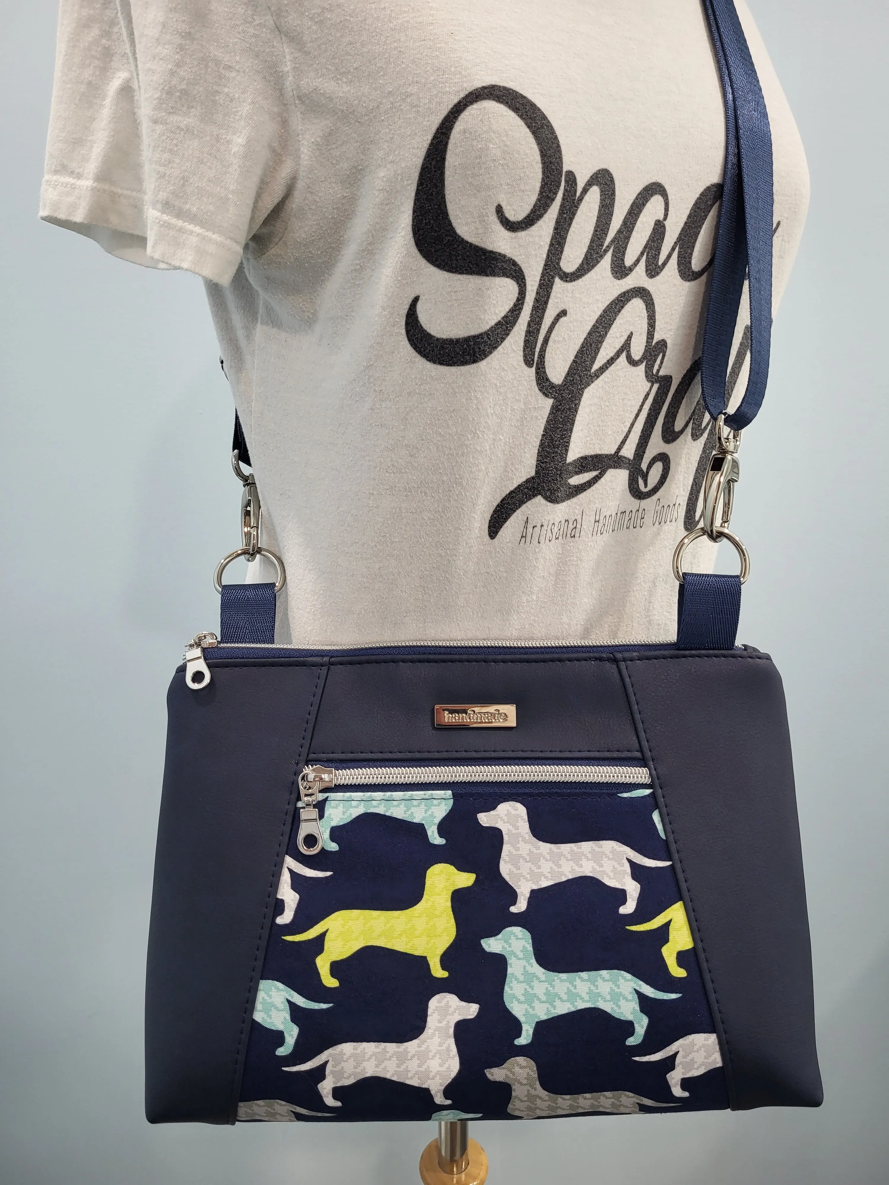 Sunshine Crossbody - Navy Dachshunds