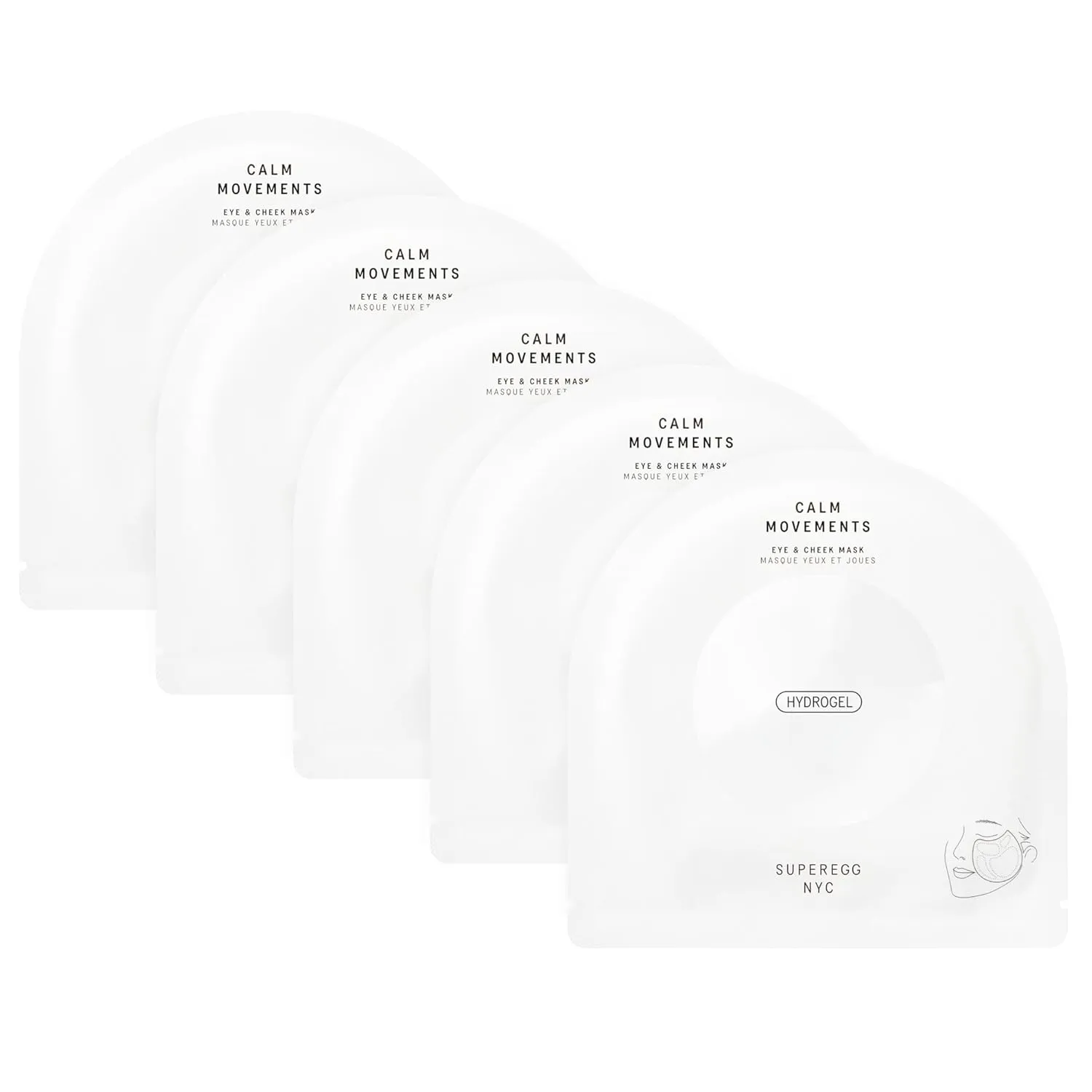 SUPEREGG Calm Movements Eye & Cheek Mask (Pack of 5): Hydrogel mask for plump, silky smooth skin. Centella Asiatica and Hyaluronic Acid