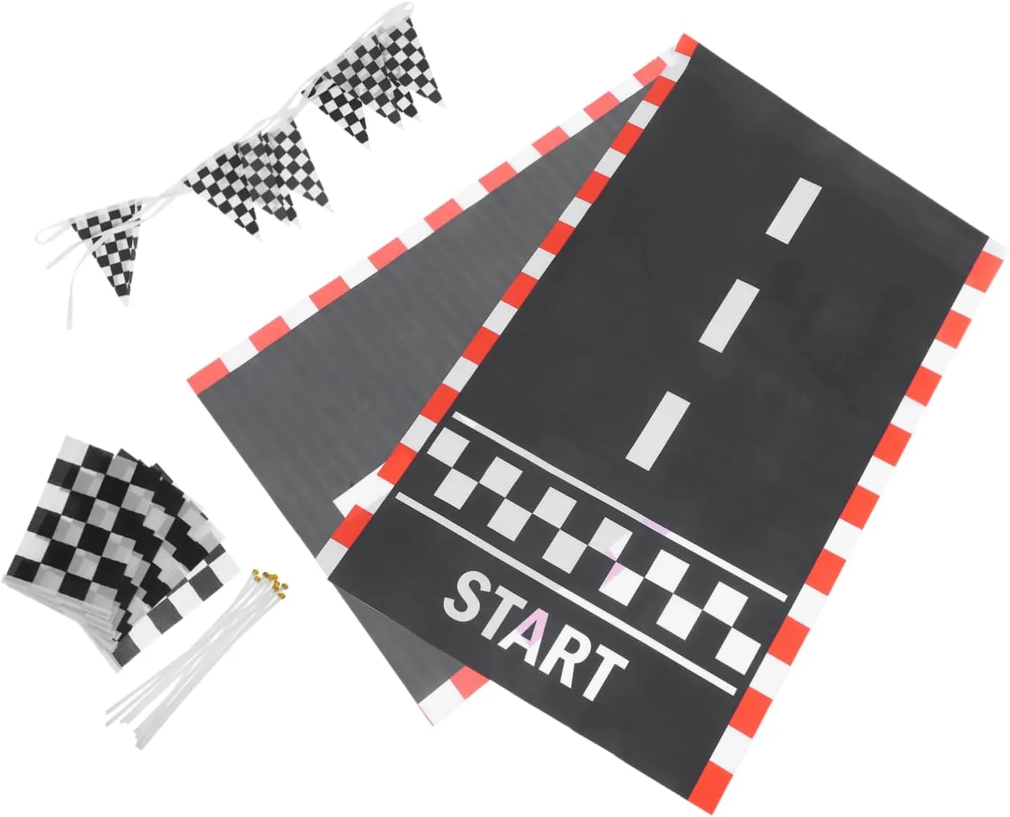 SUPVOX Racing Floor Running Runner Pennant Banner Checker Flags Race Car Themed Party Supplies for Occasion