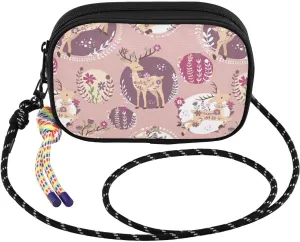 susiyo Beautiful Folk Reindeer Pattern Crossbody Sling Bag with Adjustable Strap Small Crossbody Handbags Phone Purse for Women Men Girls Travel